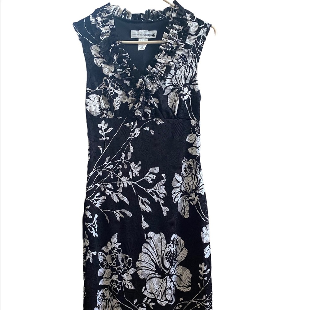 Necessary Objects - small - black and white floral lace dress